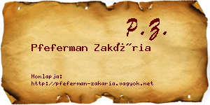Pfeferman Zakária névjegykártya